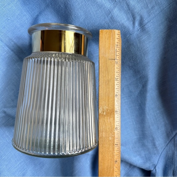 Ribbed Glass Vase with Reflective Gold Wrap Trim - Picture 10 of 11